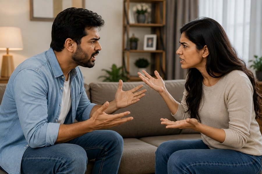 Husband wife disputes — couple arguing at home