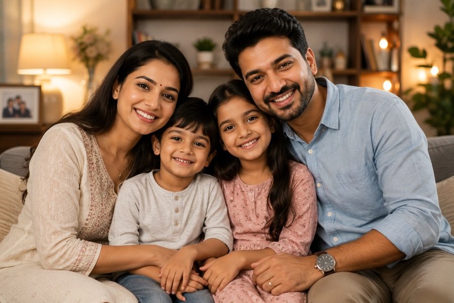 Family problem — Indian family together at home